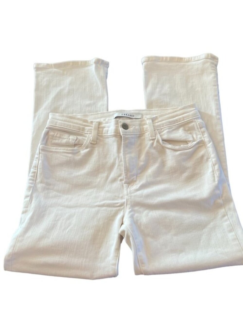 J BRAND Women’s Jeans Selena Mid-Rise Crop Bootcut Blanc White Denim Size 28